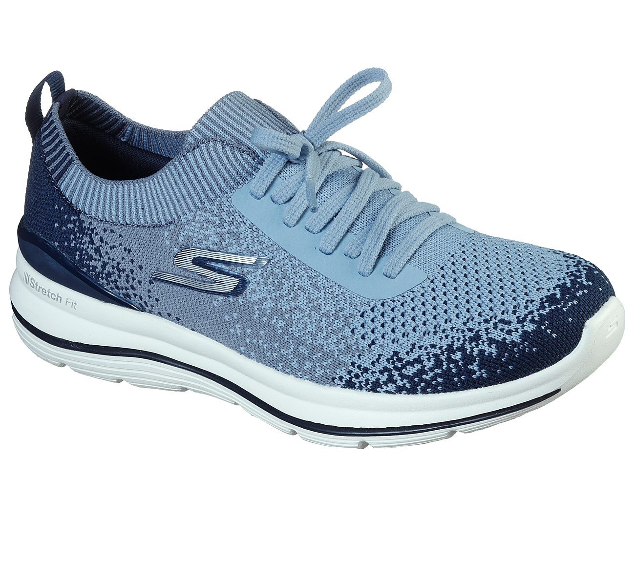 Skechers Navy/Blue Go Walk Stretch Fit Womens Lace Up Shoes - Style ID ...