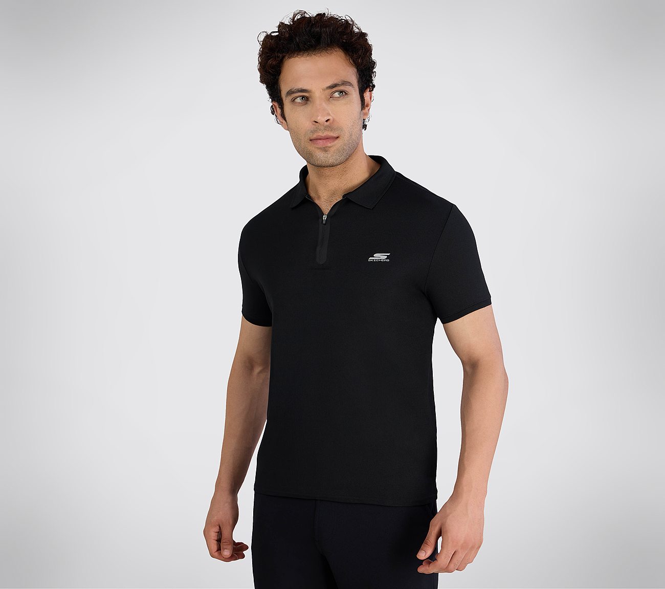 SS 1/4 ZIP POLO, BBBBLACK Apparel Top View
