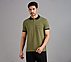CONTRAST ZIPPER POLO, NATURAL/OLIVE