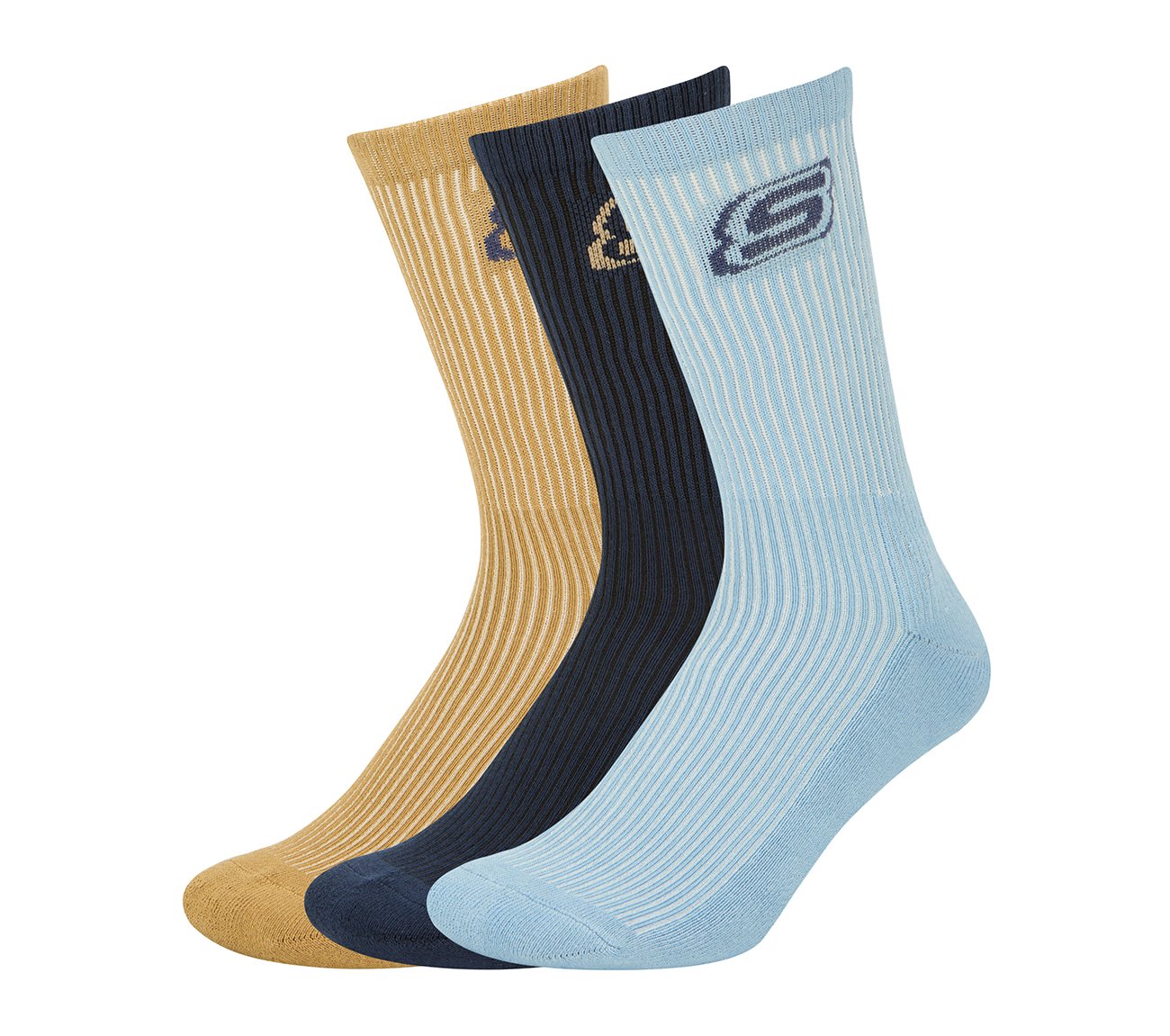 3PK MENS SOLID HALF TERRY CREW, BROWN/BLUE