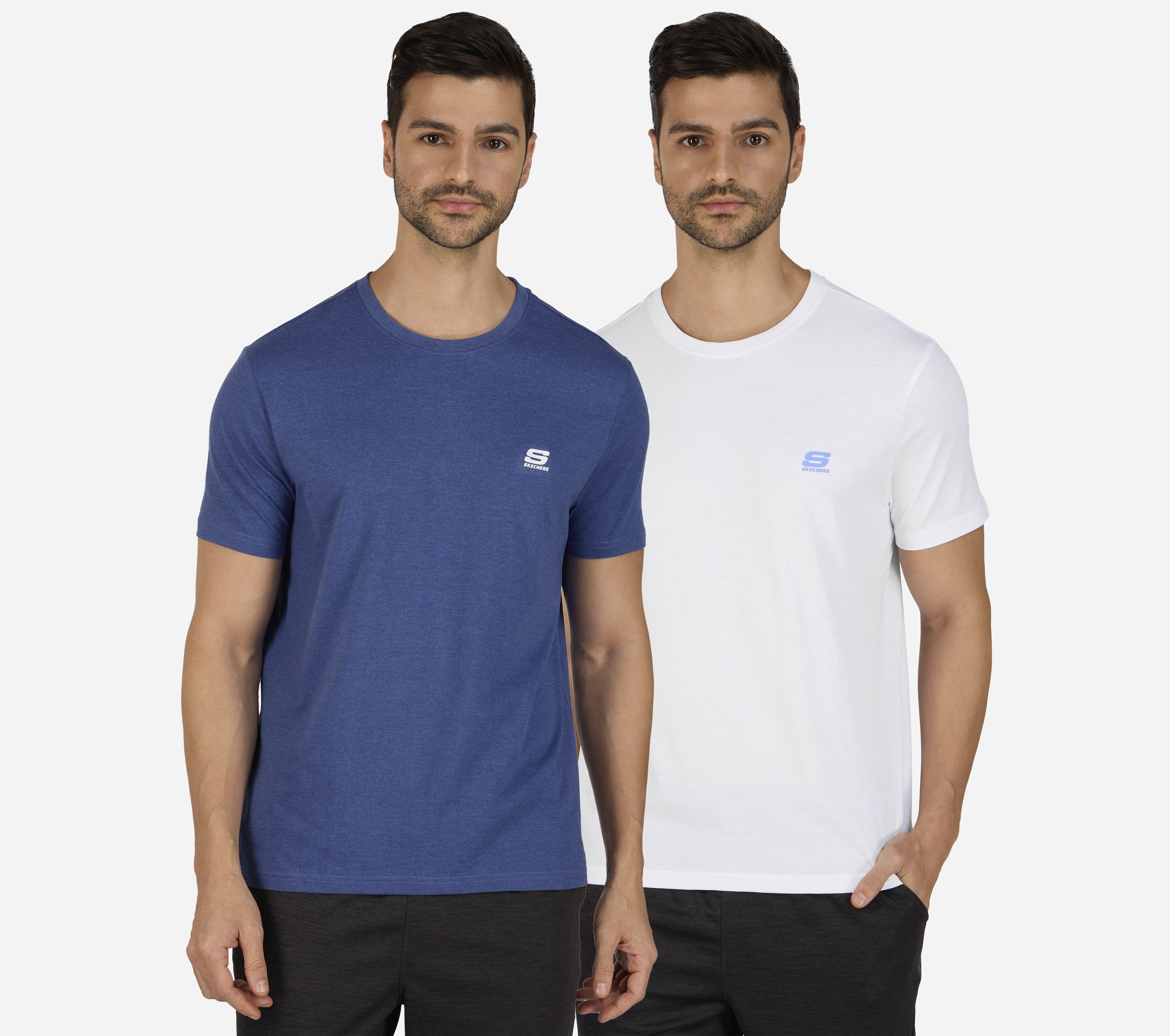 SS CREWNECK TEE-2PC PACK, WWHITE/BLUE Apparels Lateral View