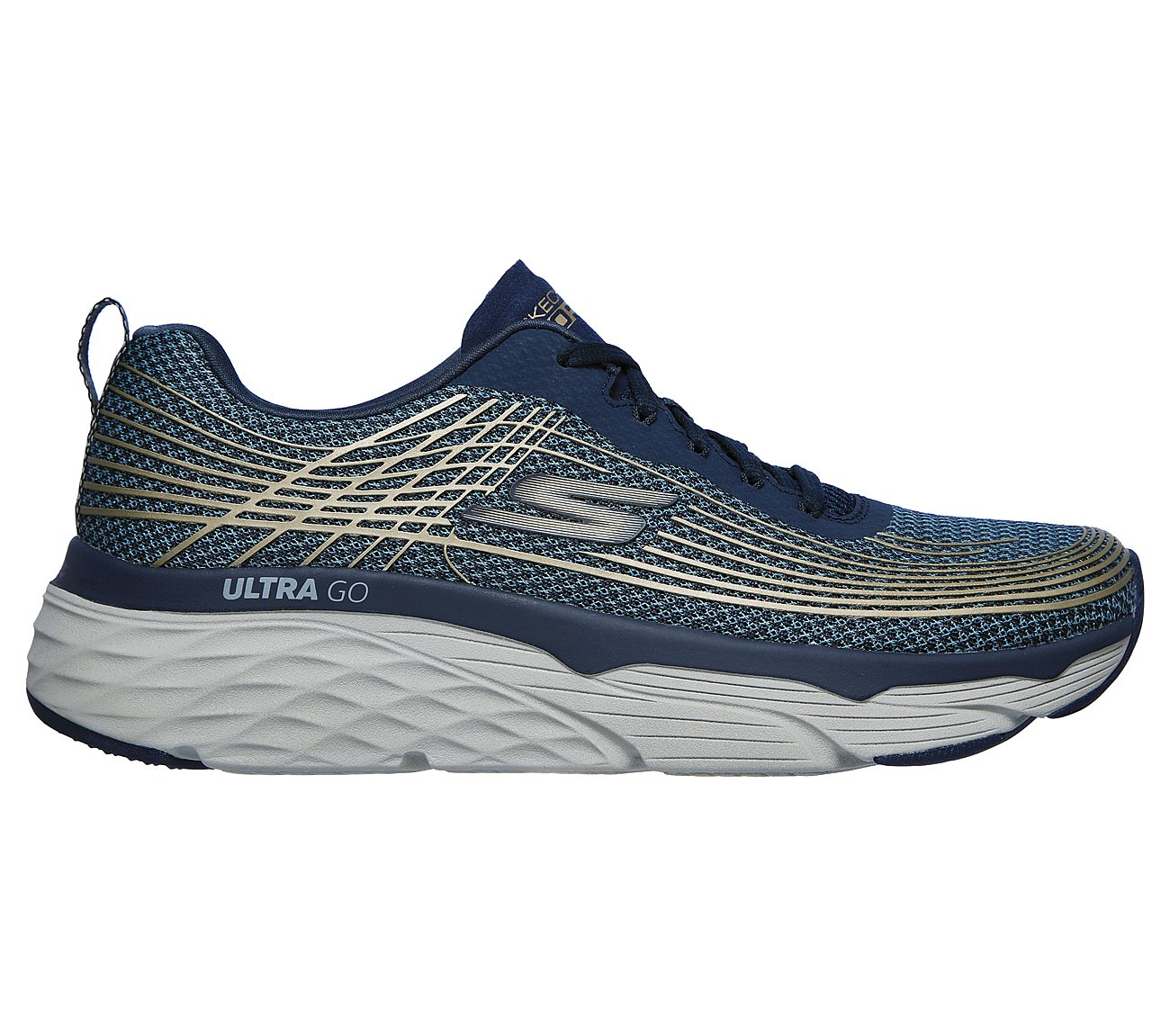 MAX CUSHIONING ELITE, NAVY/GOLD Footwear Right View