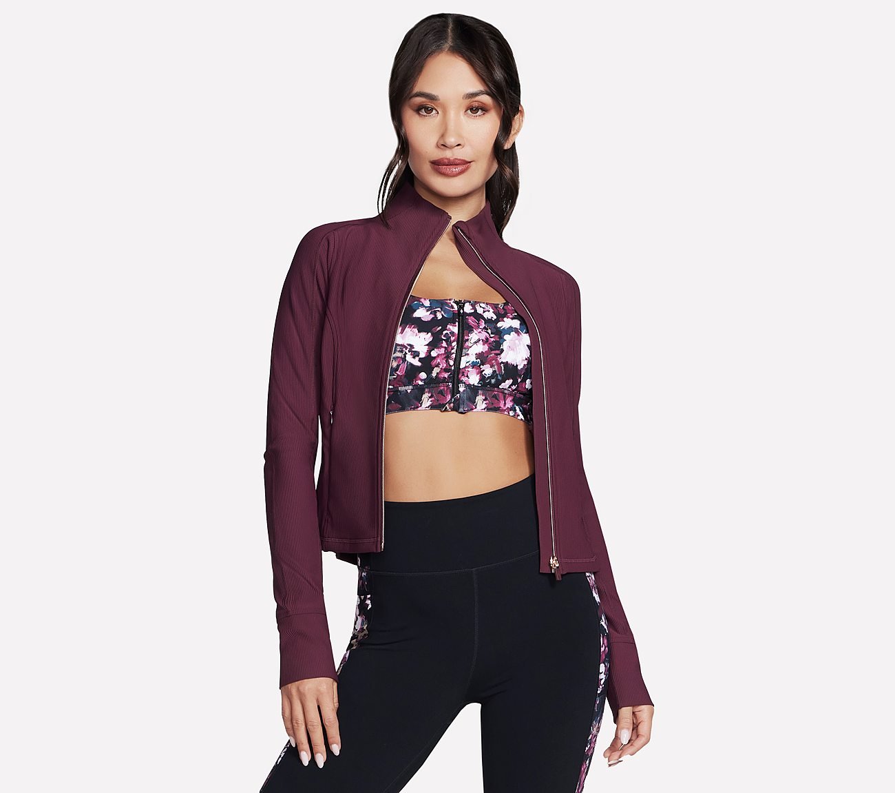 GOFLEX RIB JACKET, BURGUNDY/PINK Apparels Lateral View