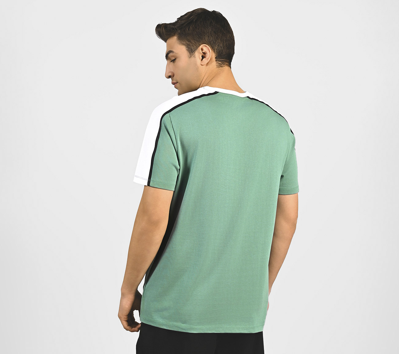 CONTRAST SHOULDER PANEL COTTON, SAGE Apparel Left View