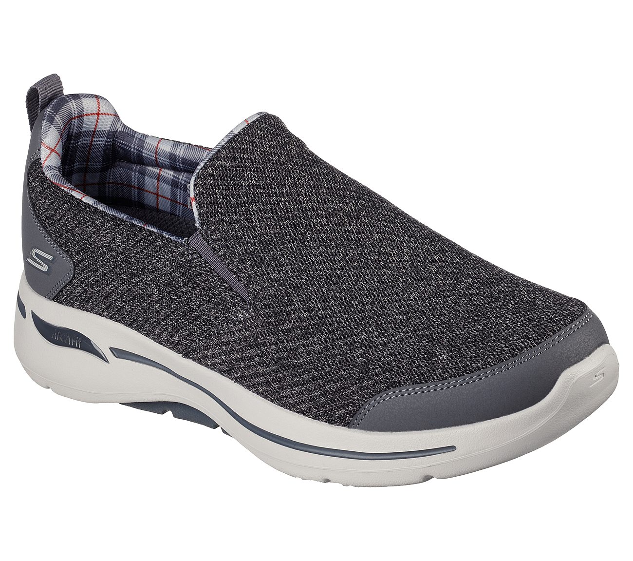 Skechers Black/Grey Go Walk Arch Fit Rambler Mens Slip On Shoes - Style ...