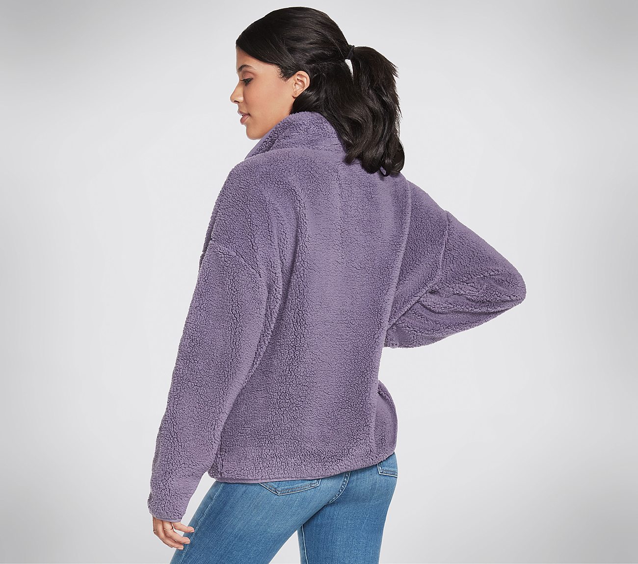CUDDLE 1/4 ZIP, GREY/PURPLE Apparels Top View