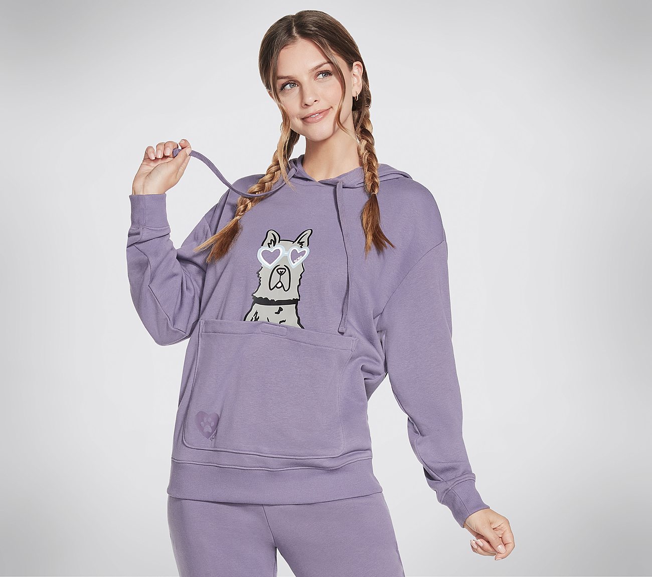 DAWG POUCH P/O HOODIE, GREY/PURPLE Apparels Bottom View