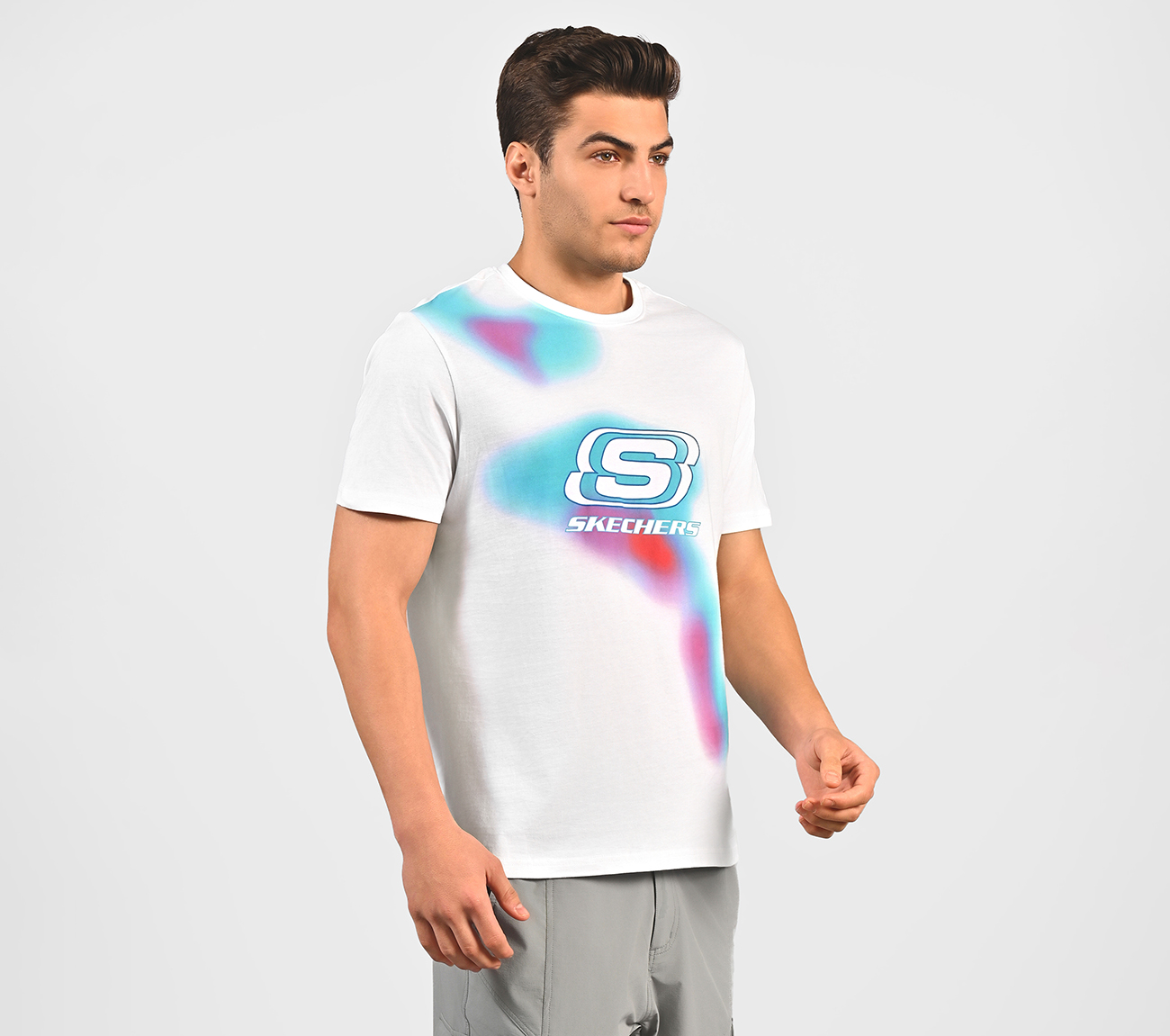 SMOKE PRINT T-SHIRT, WHITE Apparel Bottom View
