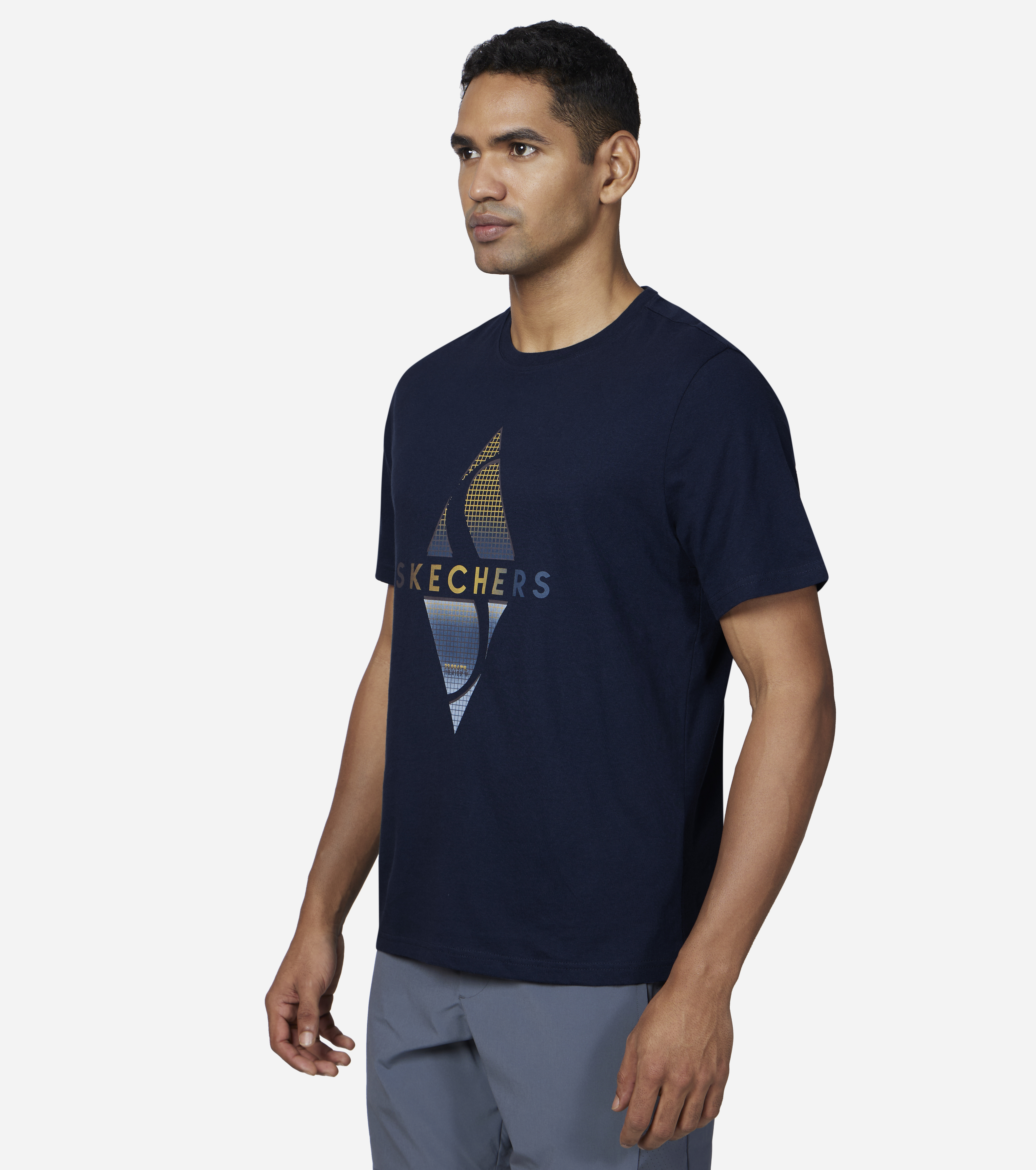 SKECHERS RECHARGE SS T-SHIRT, NNNAVY Apparels Top View