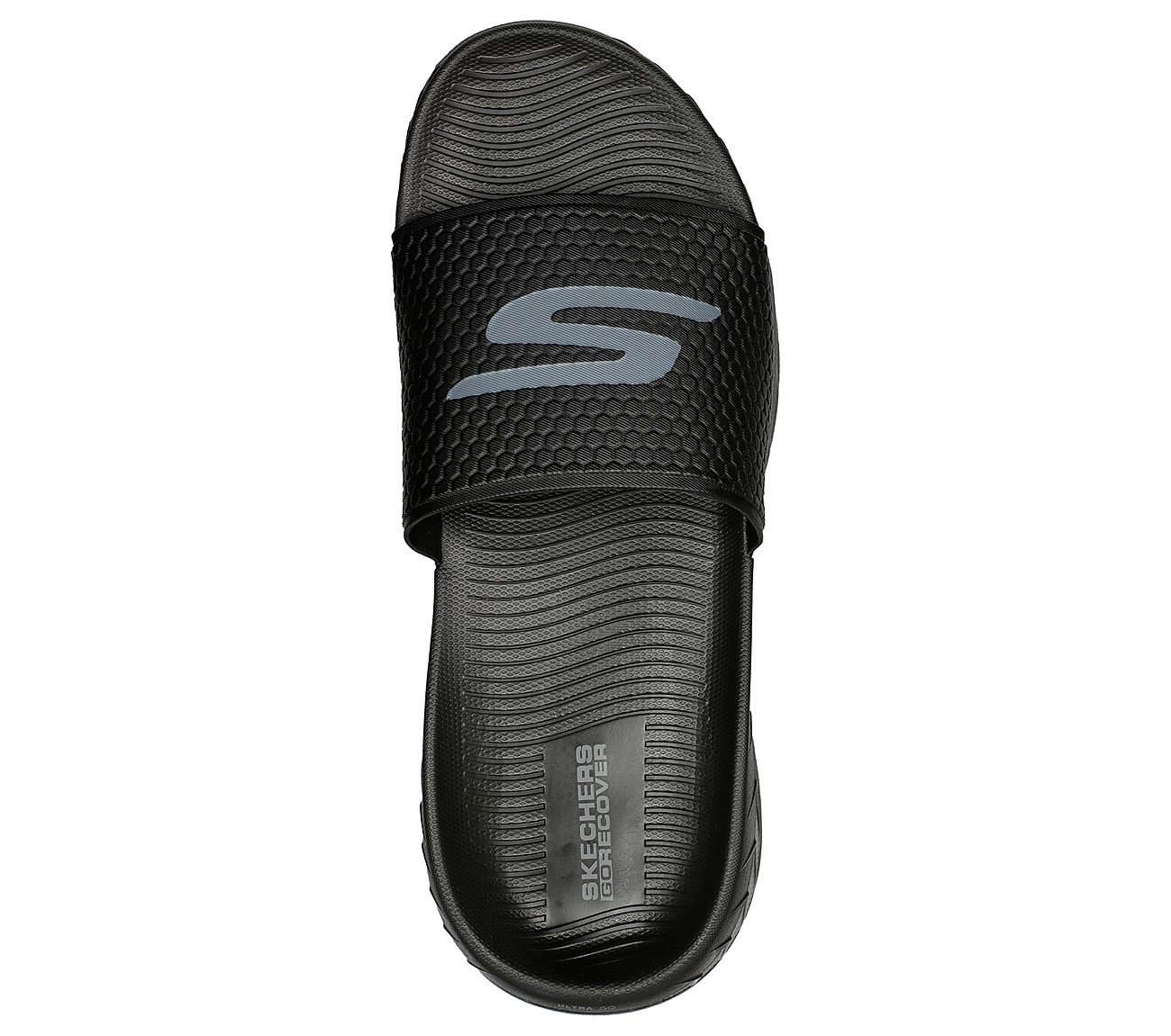 GO RECOVER SANDAL, BLACK/CHARCOAL Footwear Top View