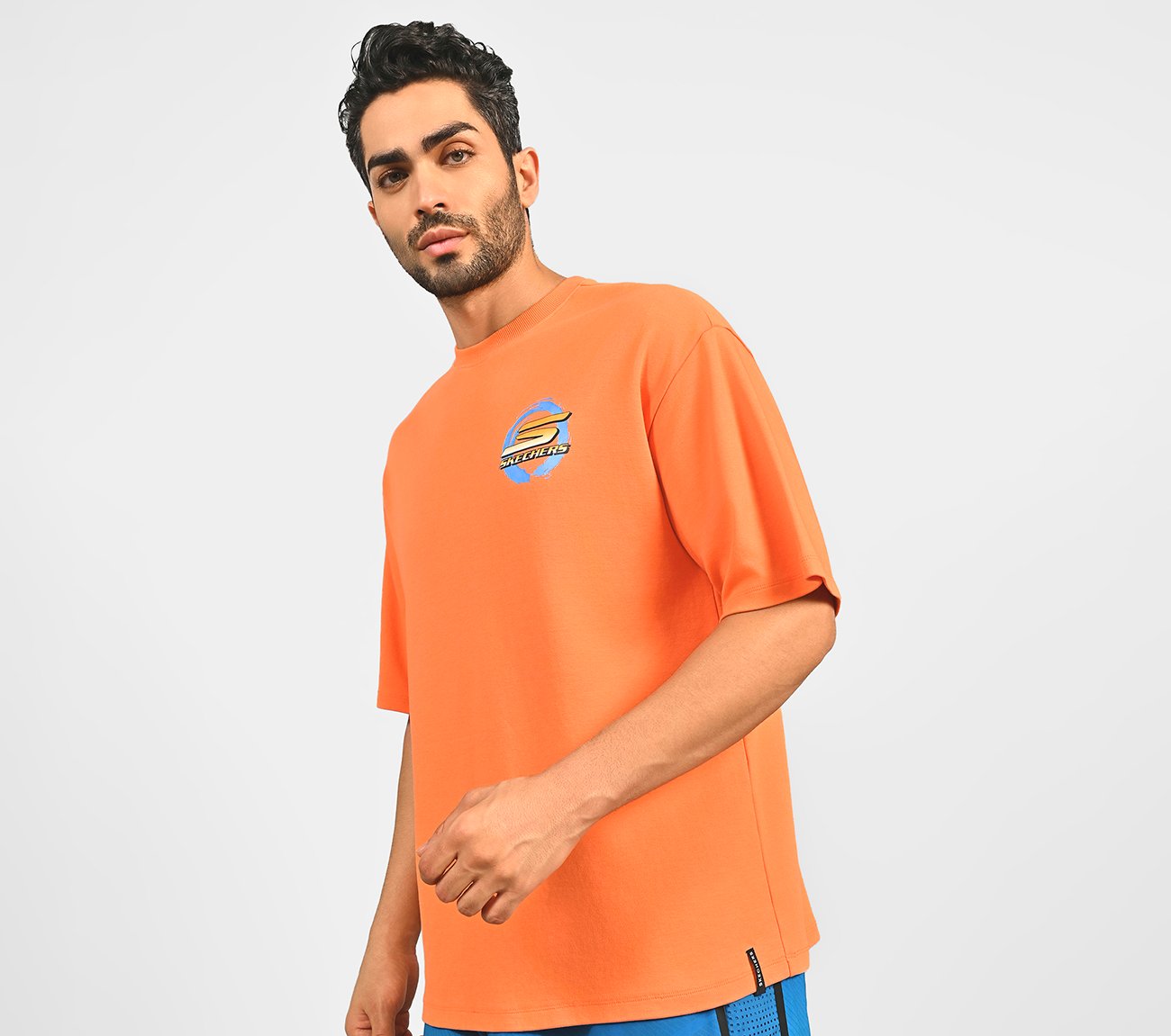 PICKLEBALL OVERSIZE T-SHIRT, TURQUOISE/CORAL Apparel Lateral View