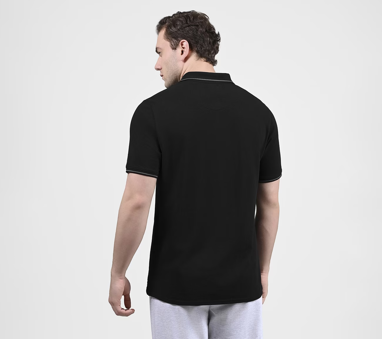 SKECHERS EVERYDAY POLO, BLACK/CHARCOAL/BLUE Apparels Left View