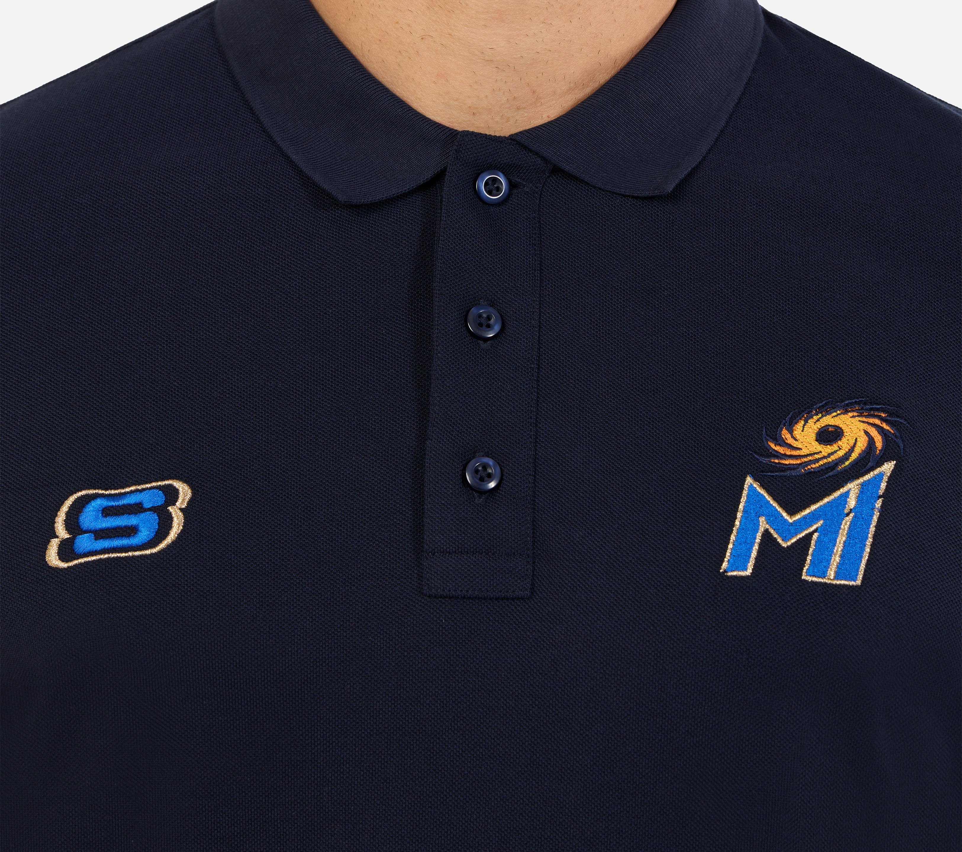 MI FAN LOGO POLO, Navy Blue Apparel Right View