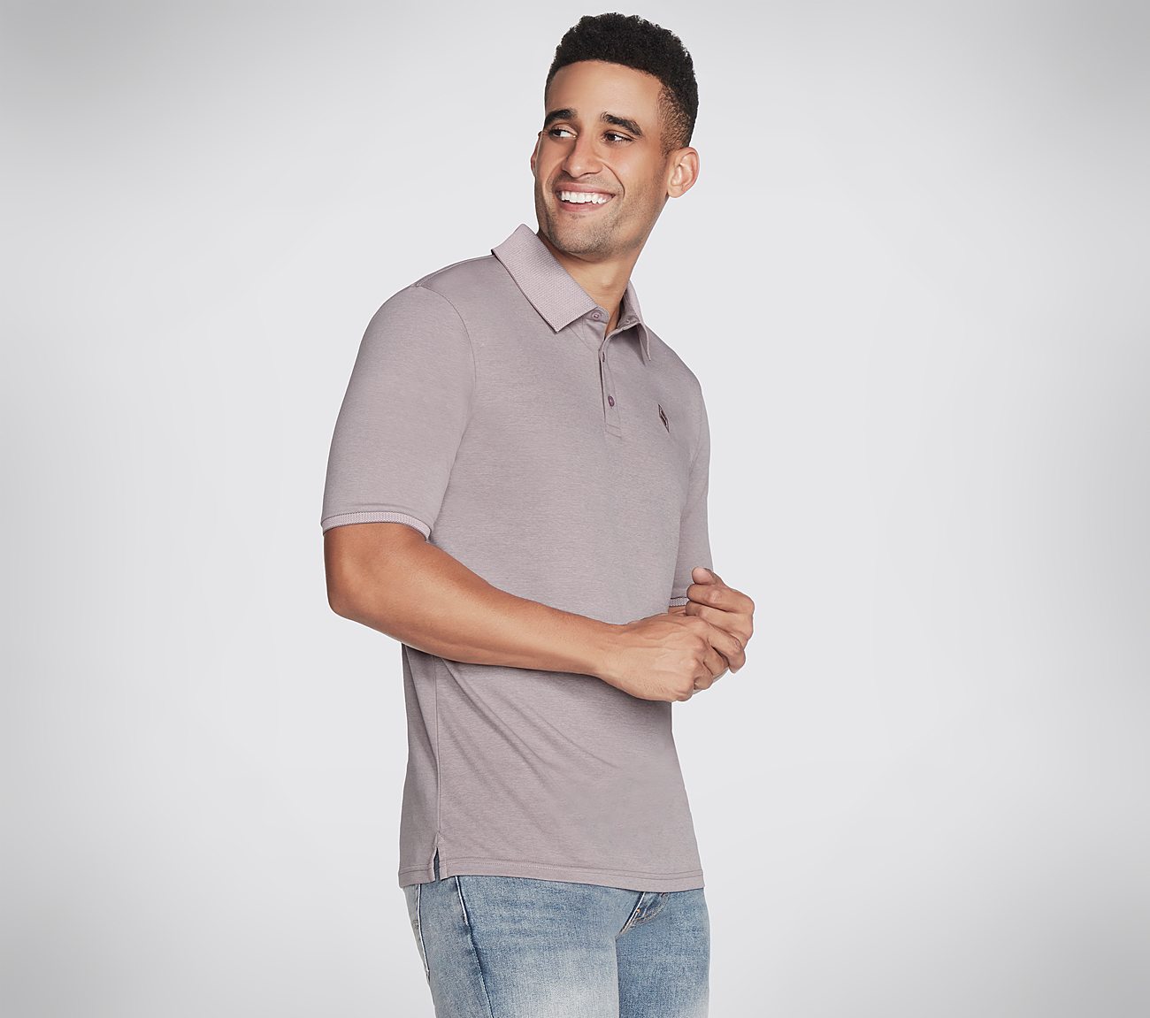 OFF DUTY POLO, TAUPE/LAVENDER Apparel Bottom View