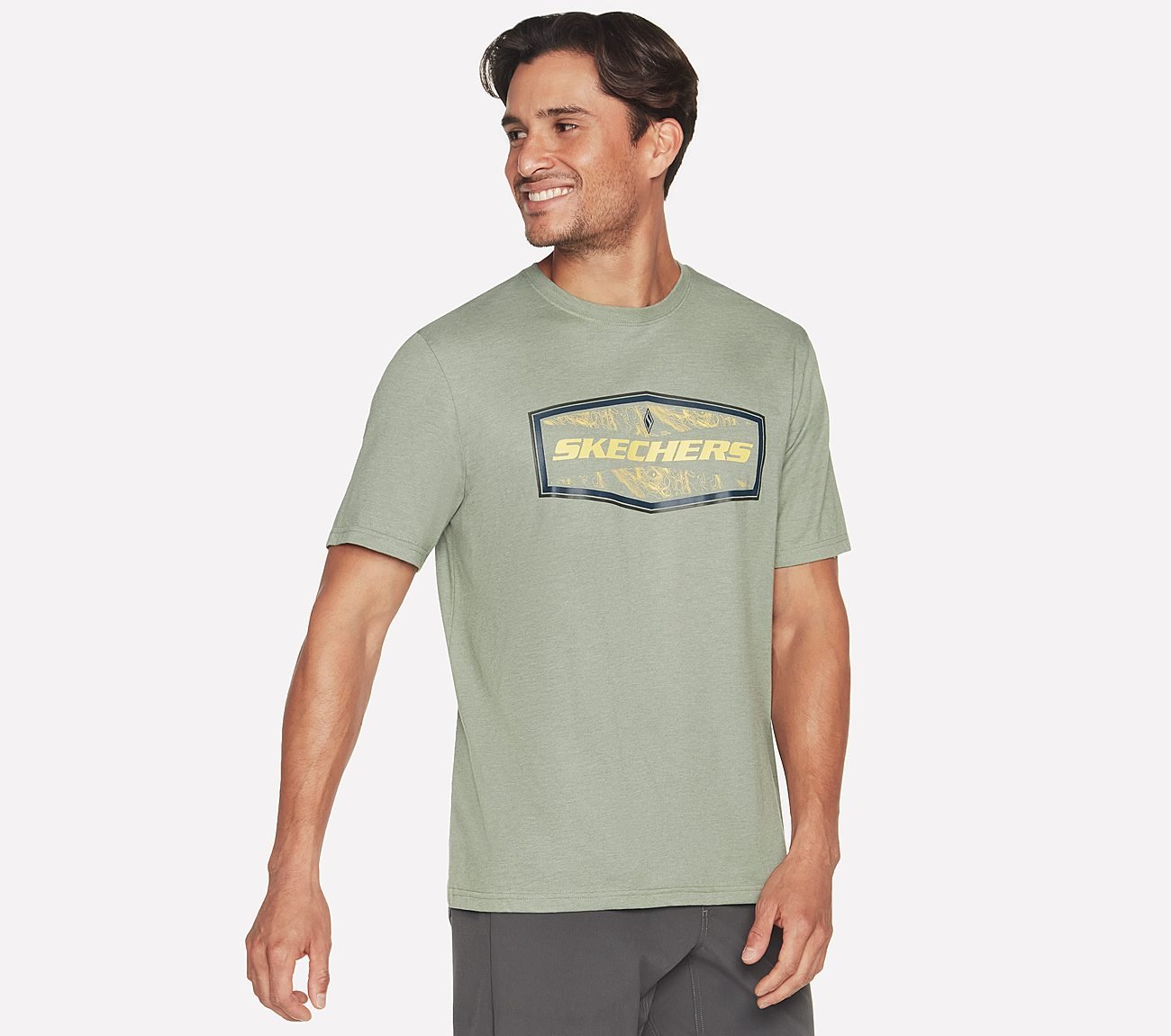 LATITUDE T-SHIRT, LIGHT GREY/GREEN Apparels Lateral View