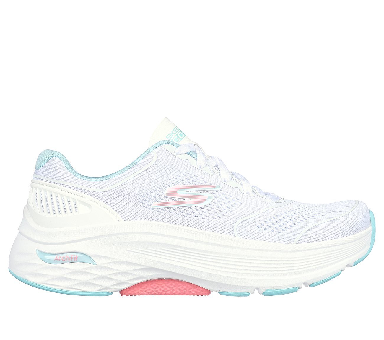 MAX CUSHIONING ARCH FIT - SWI, WHITE/AQUA Footwear Lateral View