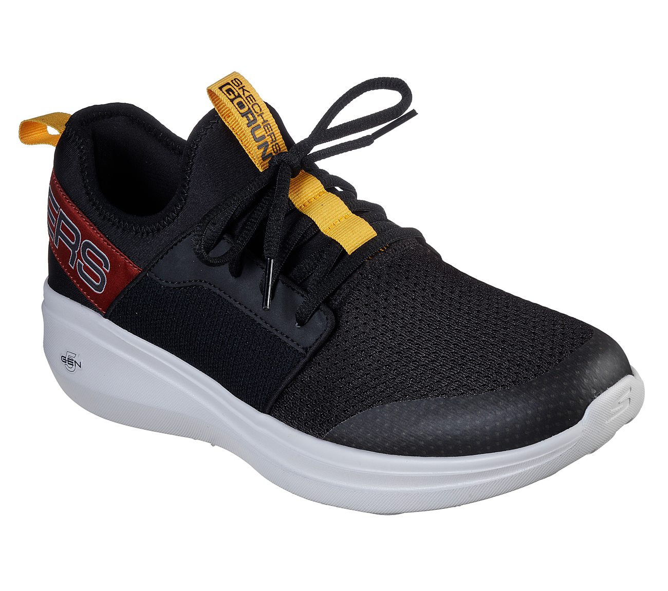 GO RUN FAST - STEADFAST, BLACK/MULTI Footwear Lateral View