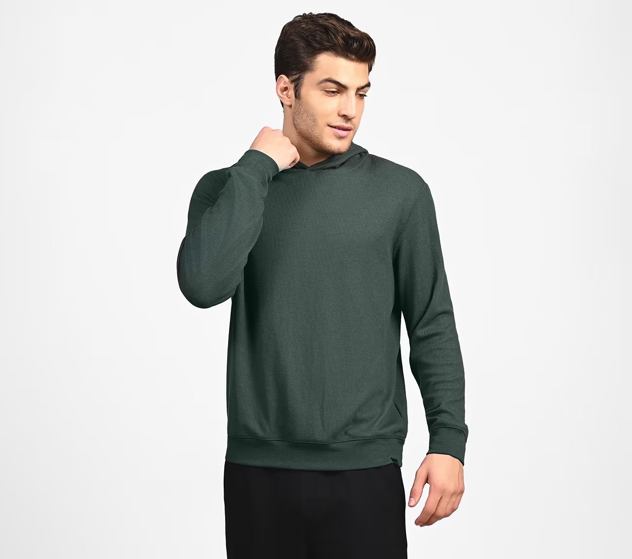 GOKNIT WAFFLE HOODIE, GREEN Apparels Top View