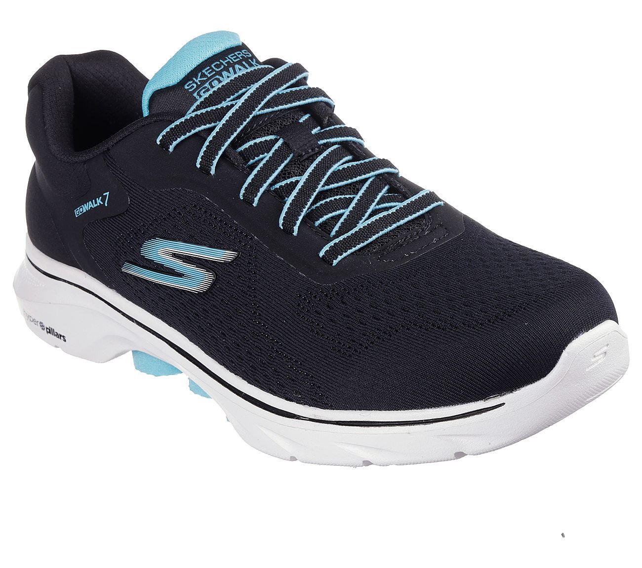 GO WALK 7 - COSMIC WAVES, BLACK/TURQUOISE Footwear Right View