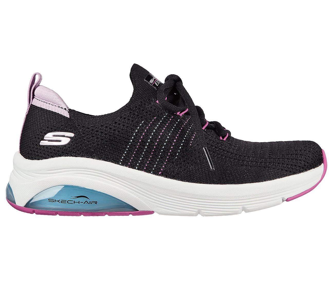 SKECH-AIR EXTREME 2.0-TIMELES, BLACK/PURPLE Footwear Lateral View