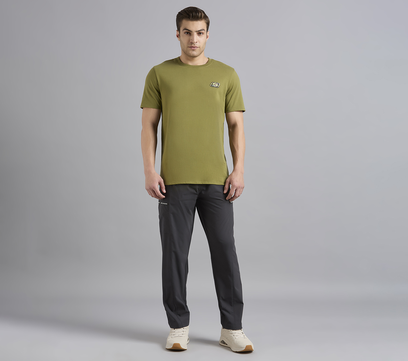 ANIME SPRAY APPLIQUE TEE, BROWN/SAGE Apparel Right View