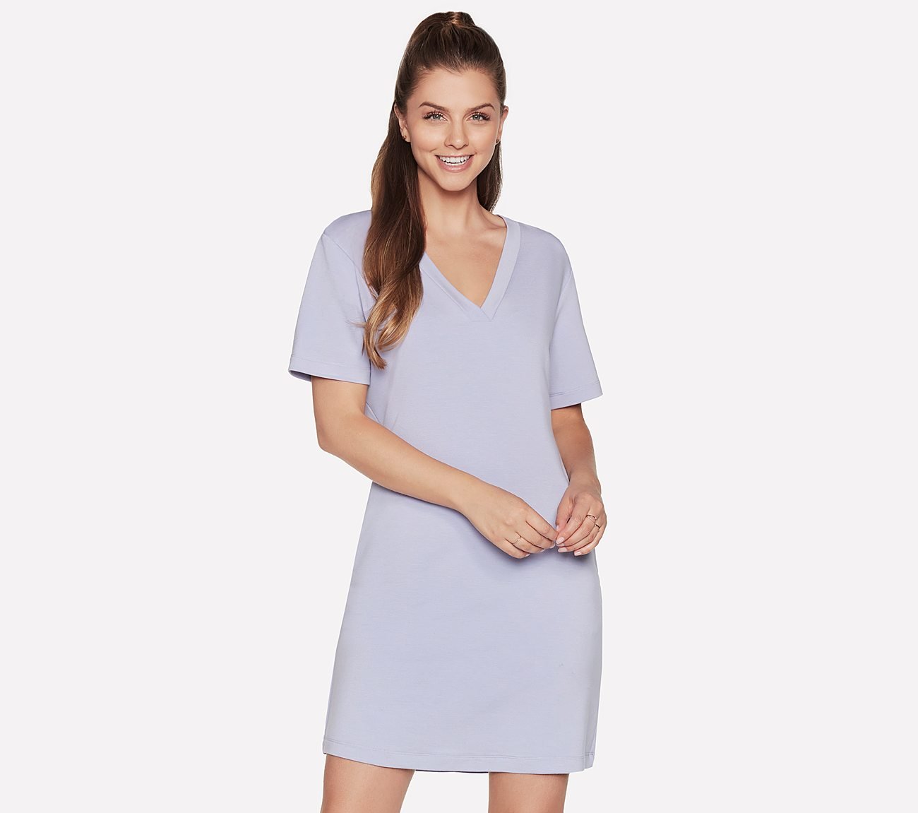 SKECHLUXE RESTFUL SHORT SLEEV, LAVENDER/LIGHT PINK Apparels Lateral View