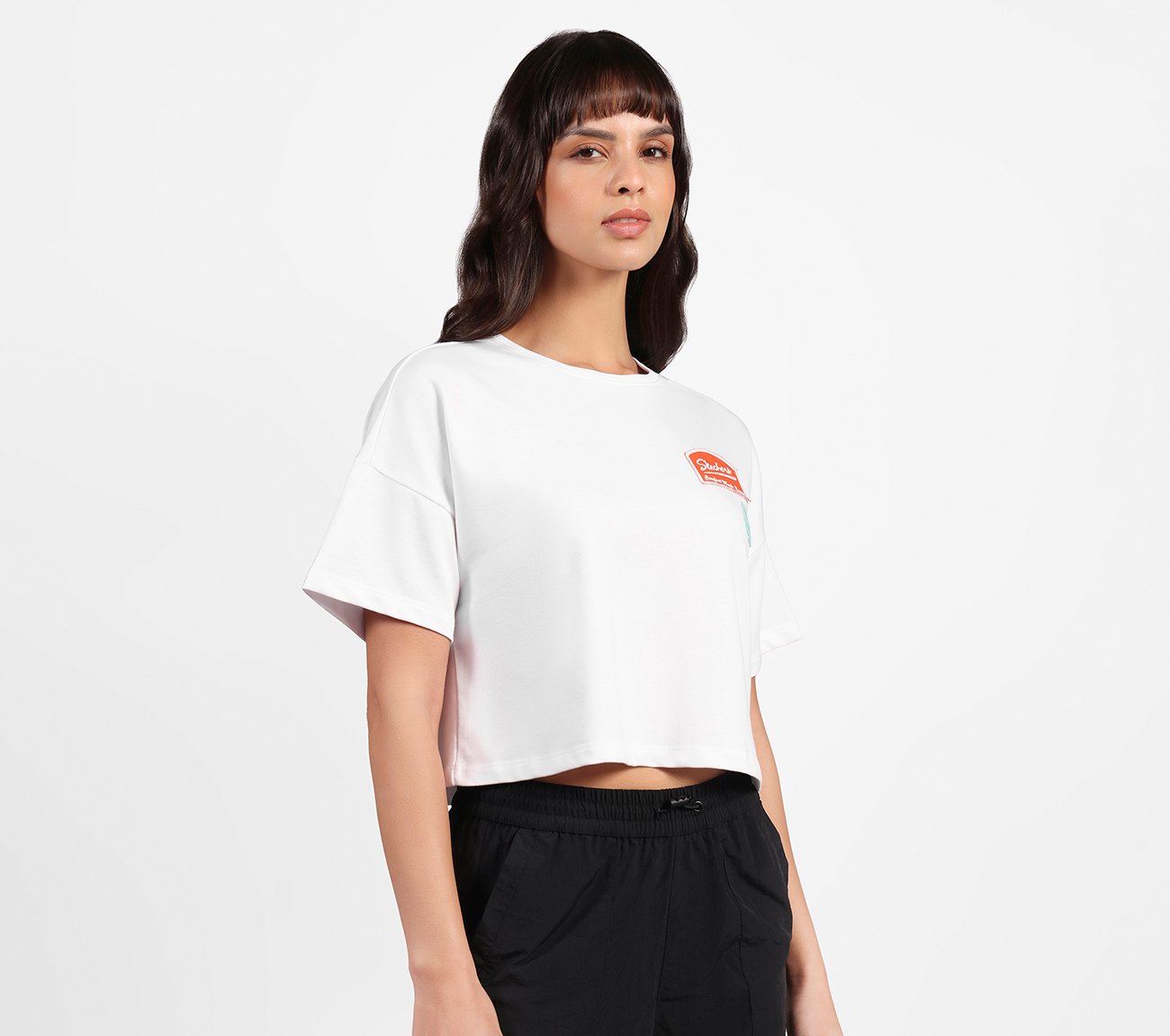 DROP SHOULDER BADGE T-SHIRT, WHITE Apparels Bottom View
