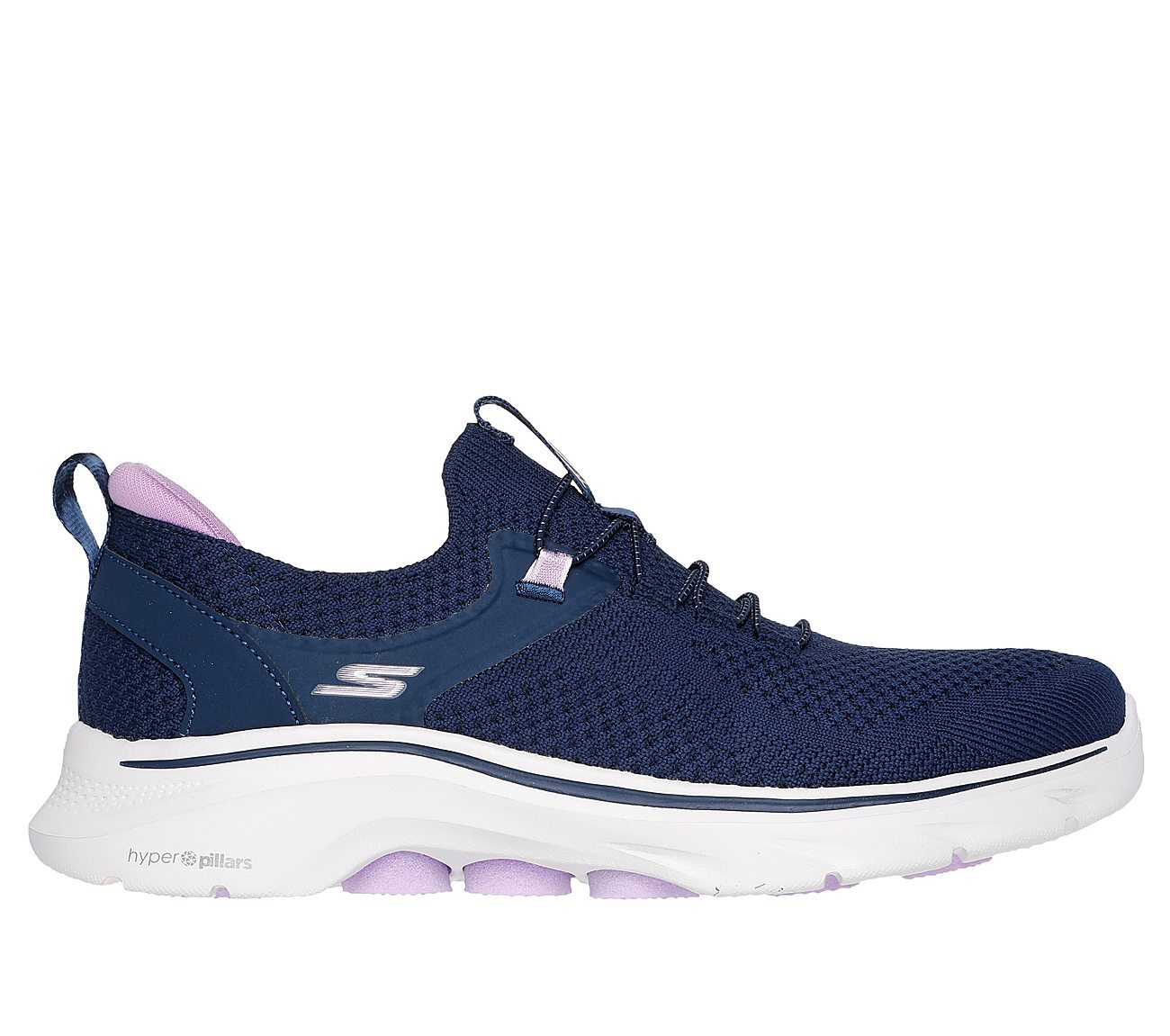 GO WALK 7 - ABIE, NAVY/LAVENDER Footwear Lateral View