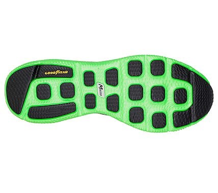 GO RUN 7+, BLACK/LIME Footwear Bottom View