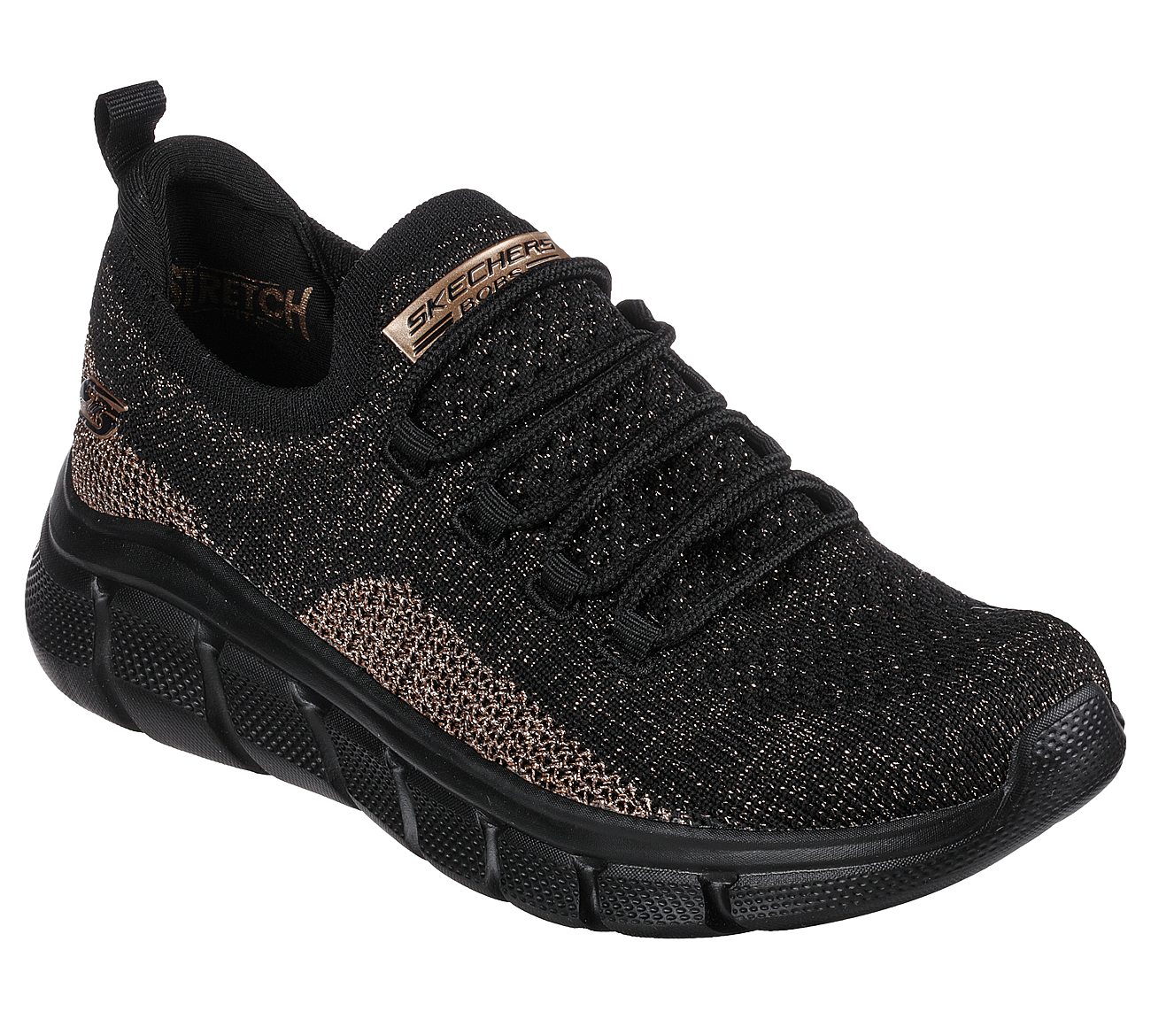 BOBS B FLEX - FALL SPARKS, BLACK/GOLD Footwear Lateral View