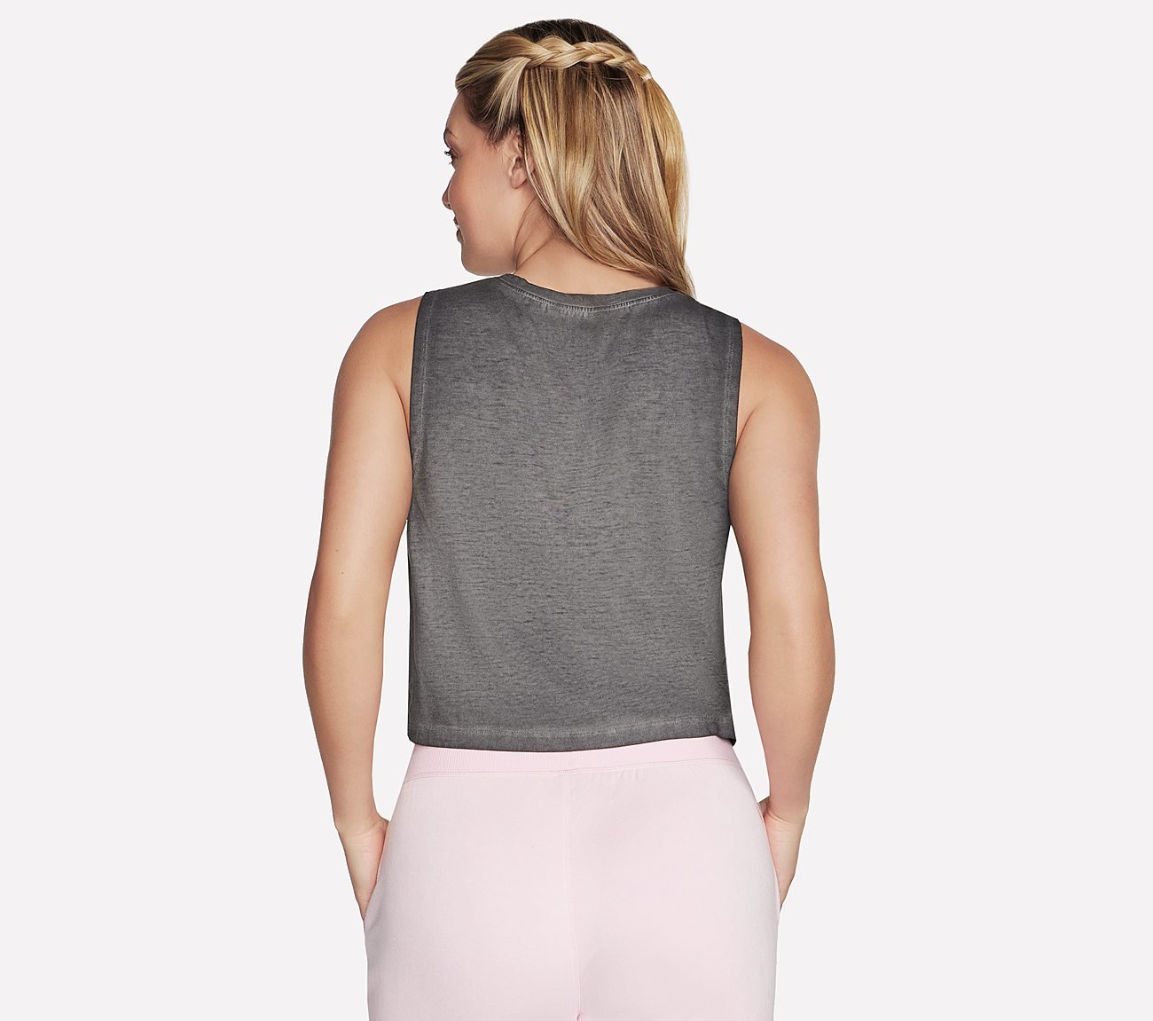 DIAMOND CROPPED TANK, BLACK Apparel Top View