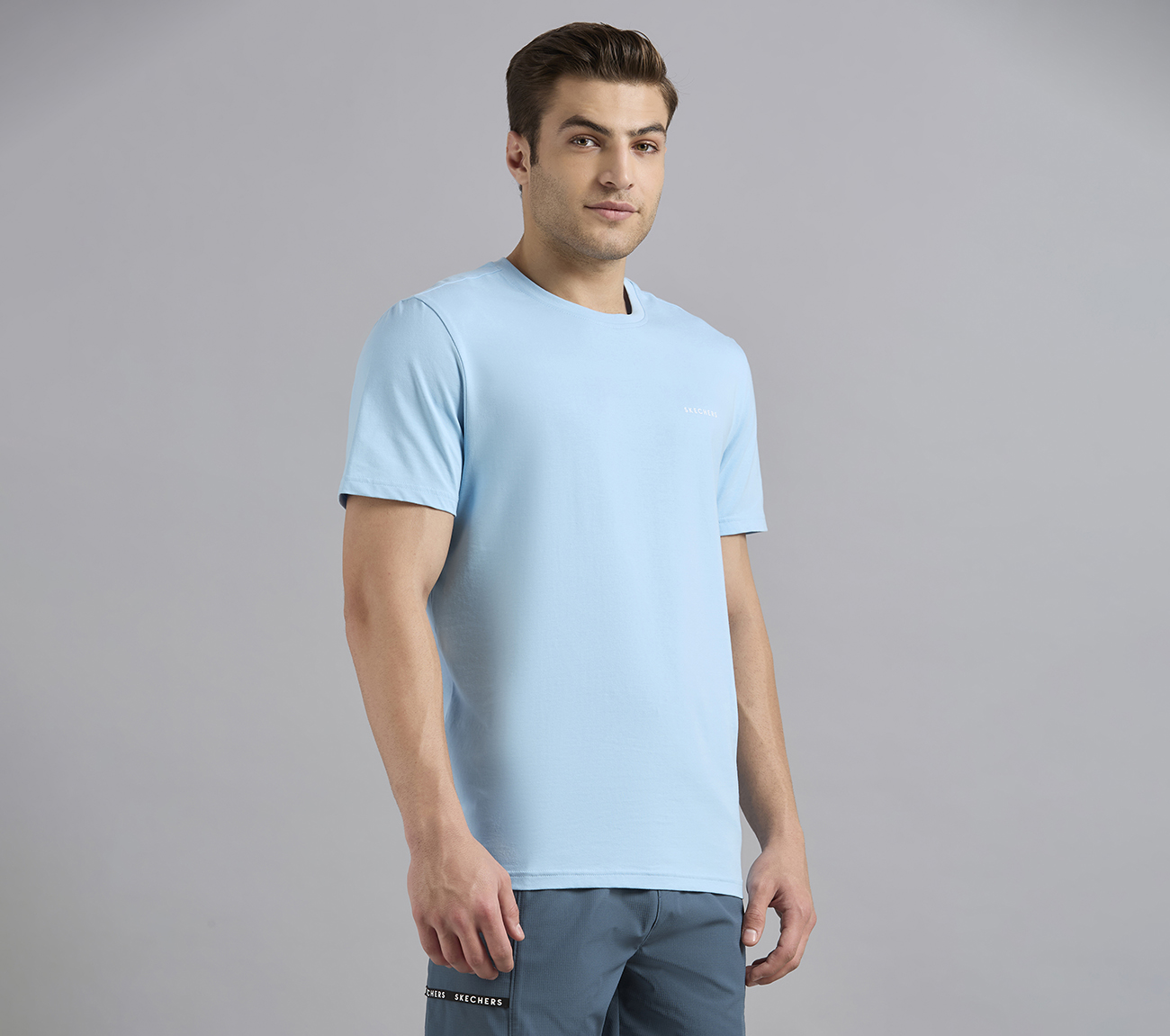 ESSENTIAL BRANDING T SHIRT, GRAY/AQUA/PINK