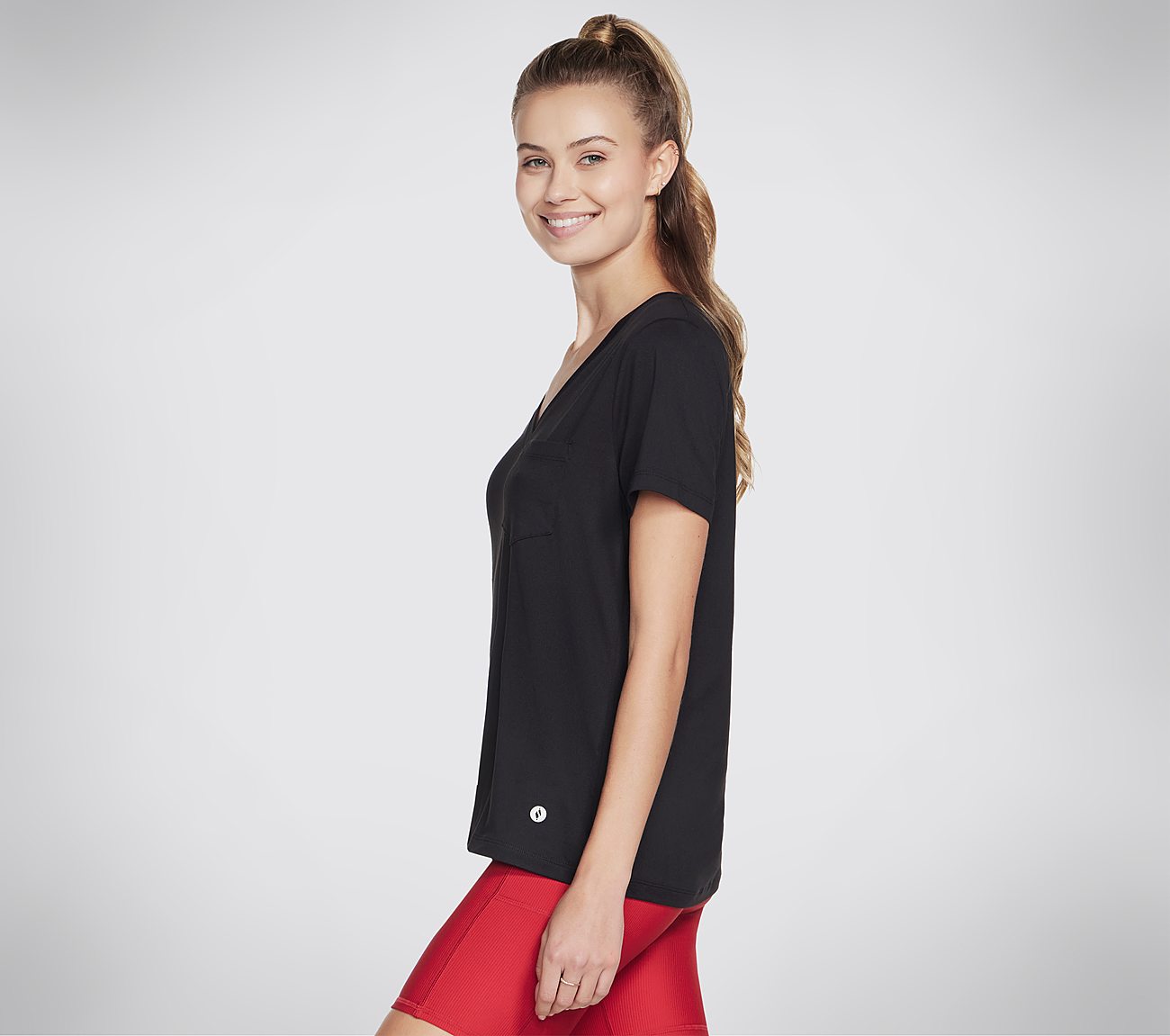 GODRI SERENE V-NECK TEE, BBBBLACK Apparels Bottom View