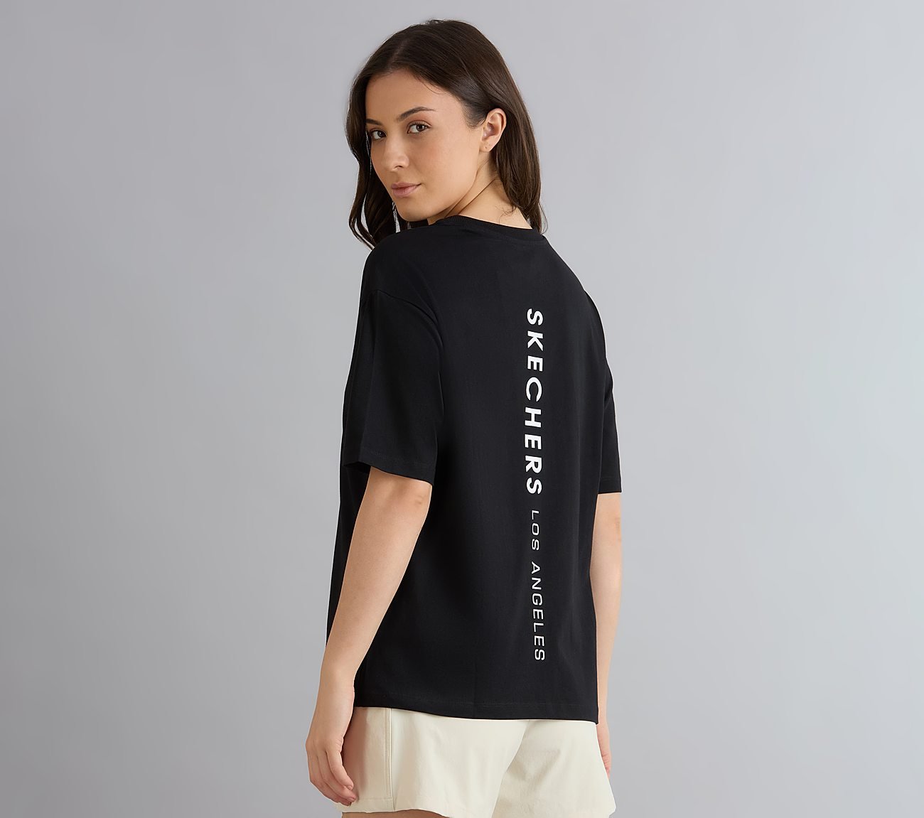 OVERSIZED LONG BACK PRINT TEE, BLACK