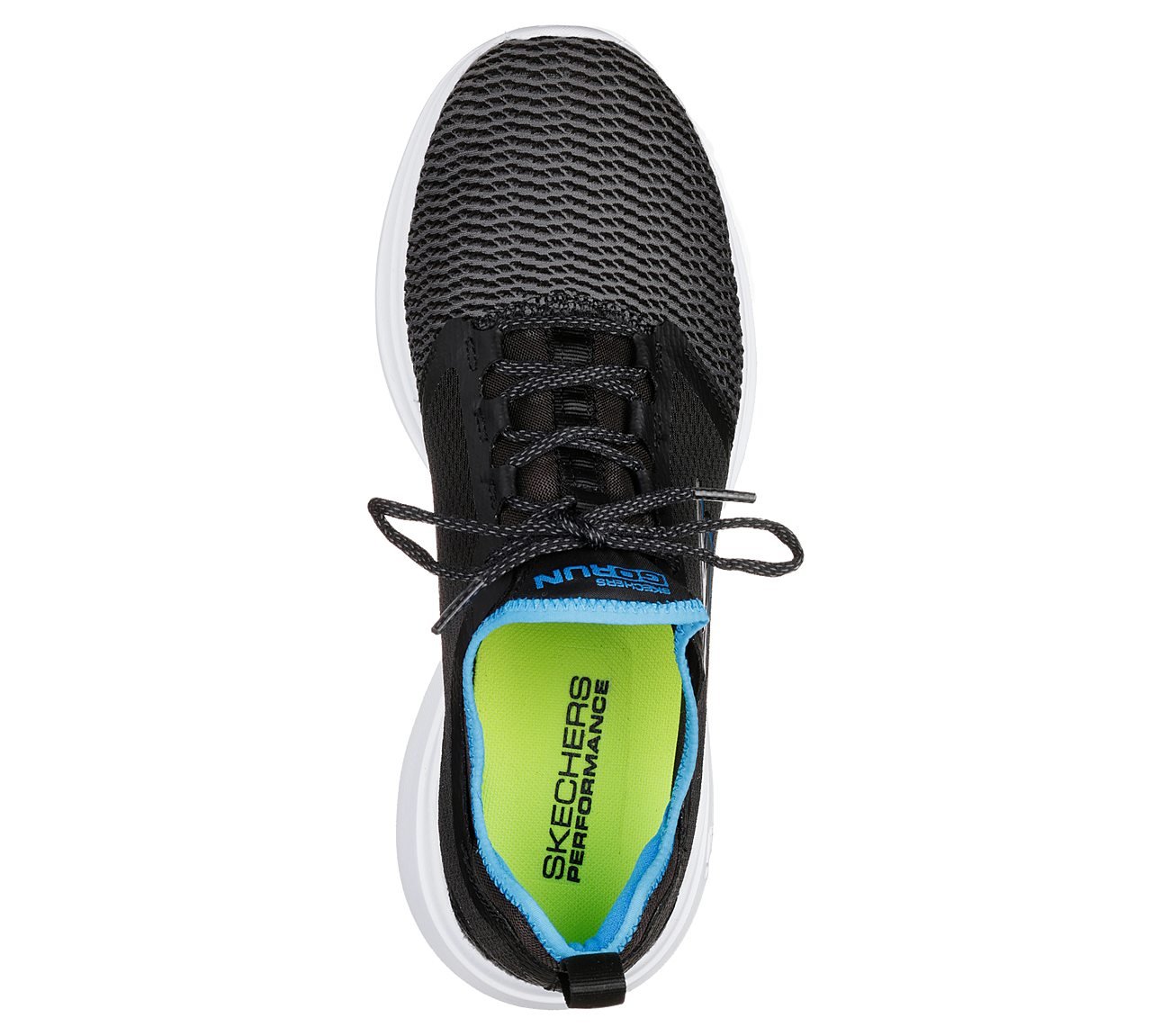 GO RUN FAST -, BLACK/BLUE Footwear Top View