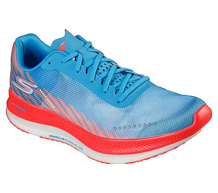 GO RUN RAZOR EXCESS, BLUE/CORAL Footwear Lateral View