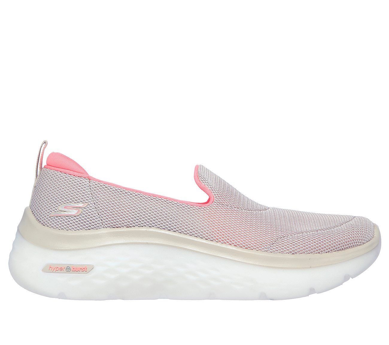 GO WALK HYPER BURST-EXTREME O, TAUPE/CORAL Footwear Lateral View