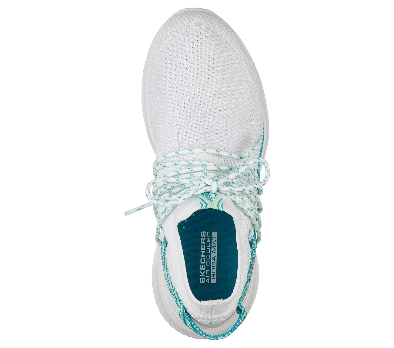 GO WALK REVOLUTION ULTRA-CAPI, WHITE/TURQUOISE Footwear Top View