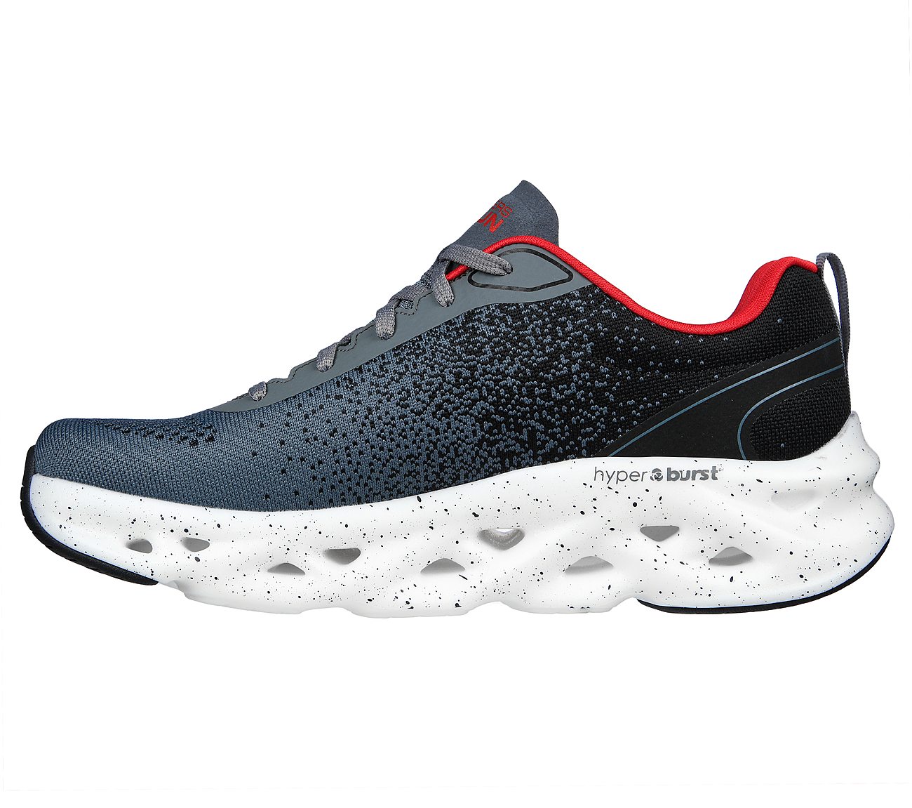 GO RUN SWIRL TECH - MOTION, GREY/RED Footwear Left View