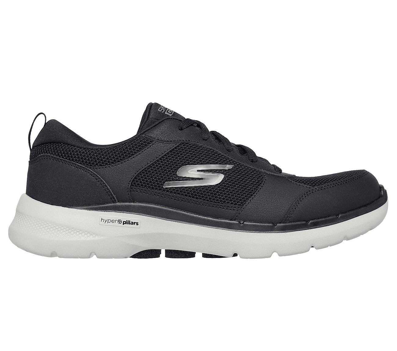 Skechers Black/Grey Go Walk 6 Compete Mens Lace Up Shoes - Style ID ...