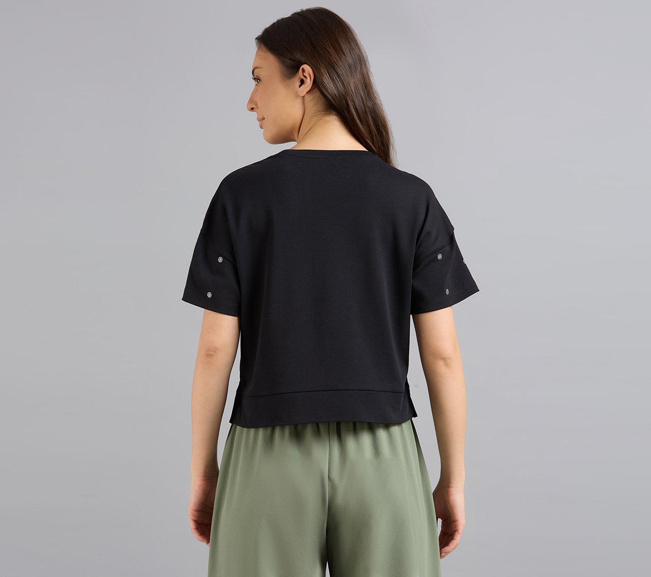 ALL OVER RHINESTONE T-SHIRT, BLACK Apparels Left View