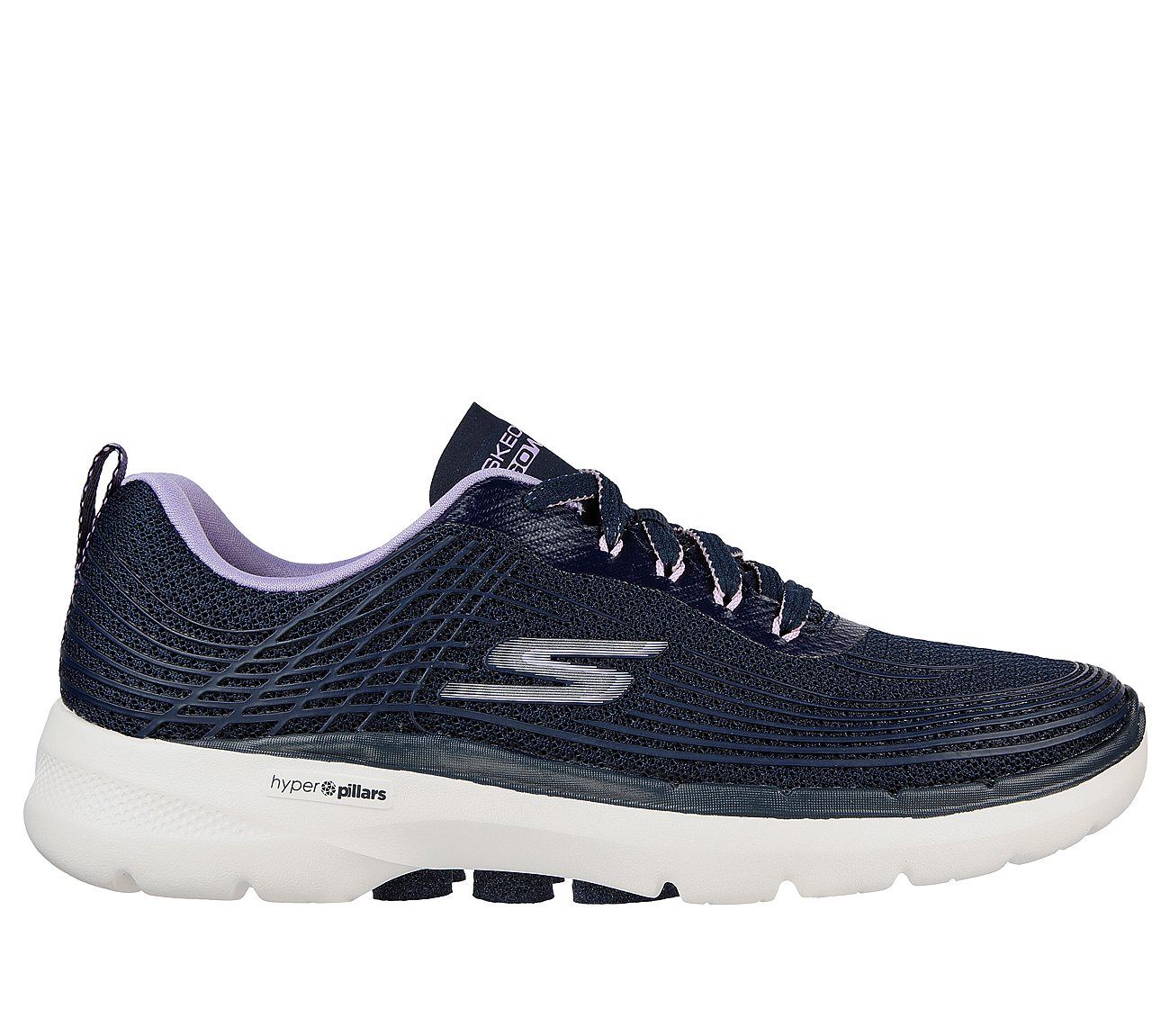 GO WALK 6 - STUNNING GLOW, NAVY/LAVENDER Footwear Lateral View