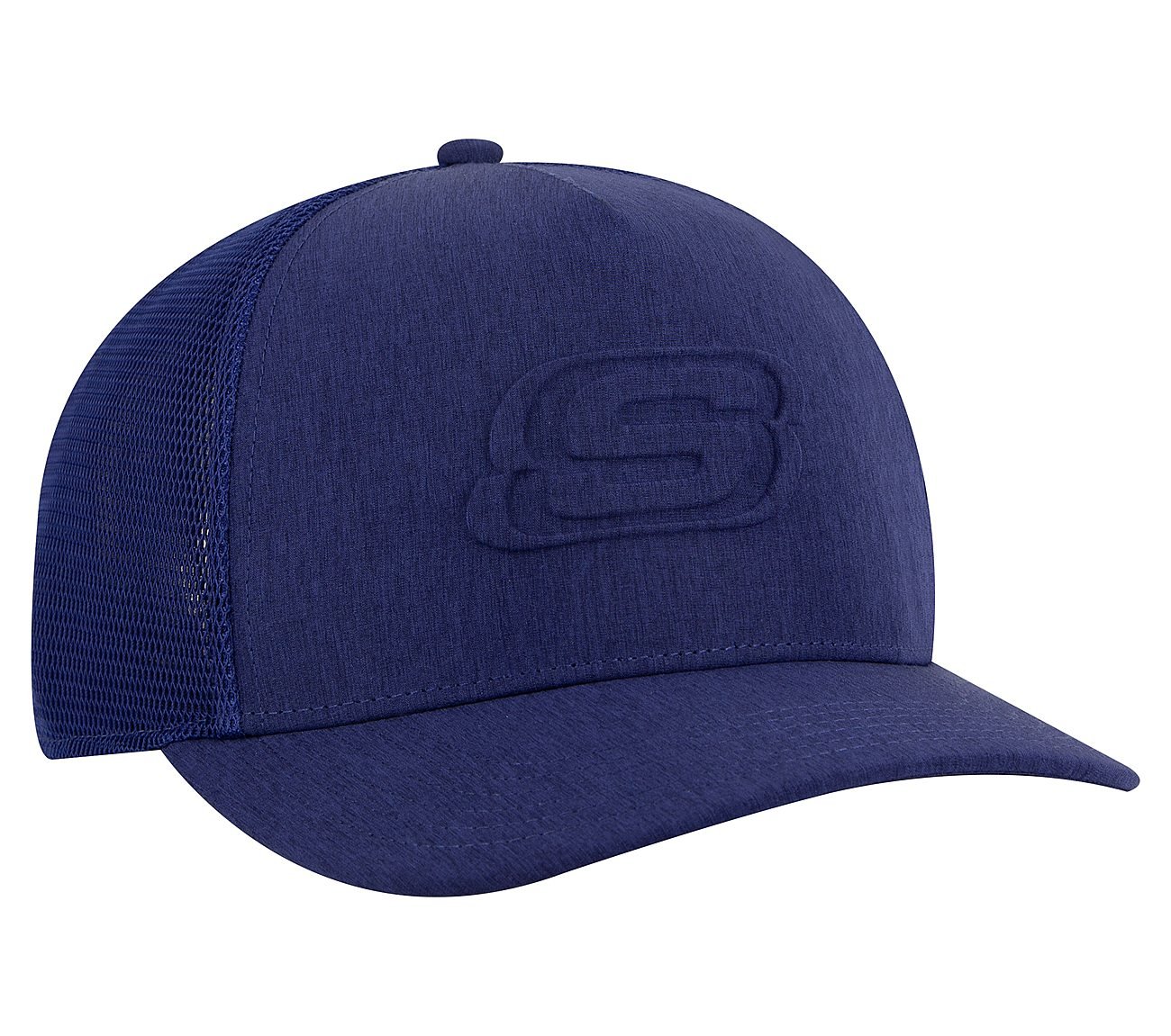 EMBOSSED TRUCKER HAT, NAVY/BLUE Accessories Right View