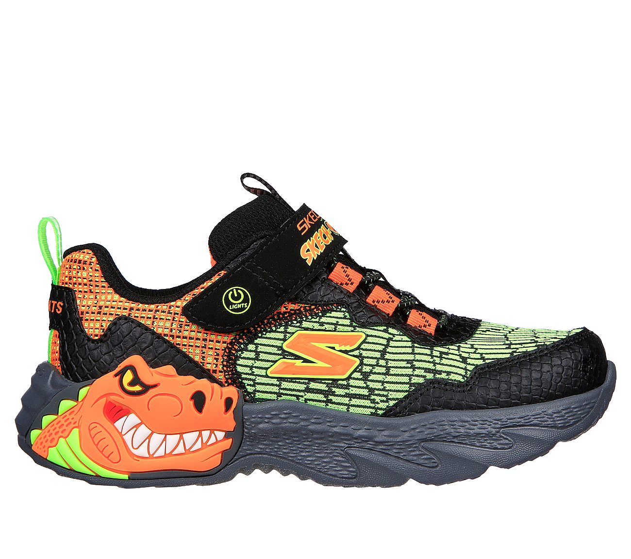 DINO-LIGHTS, BLACK/ORANGE Footwear Lateral View