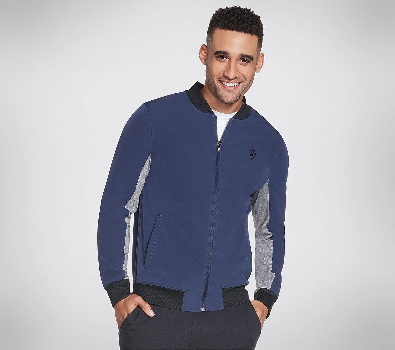SKECHWEAVE PREMIUM BOMBER, NNNAVY Apparel Lateral View