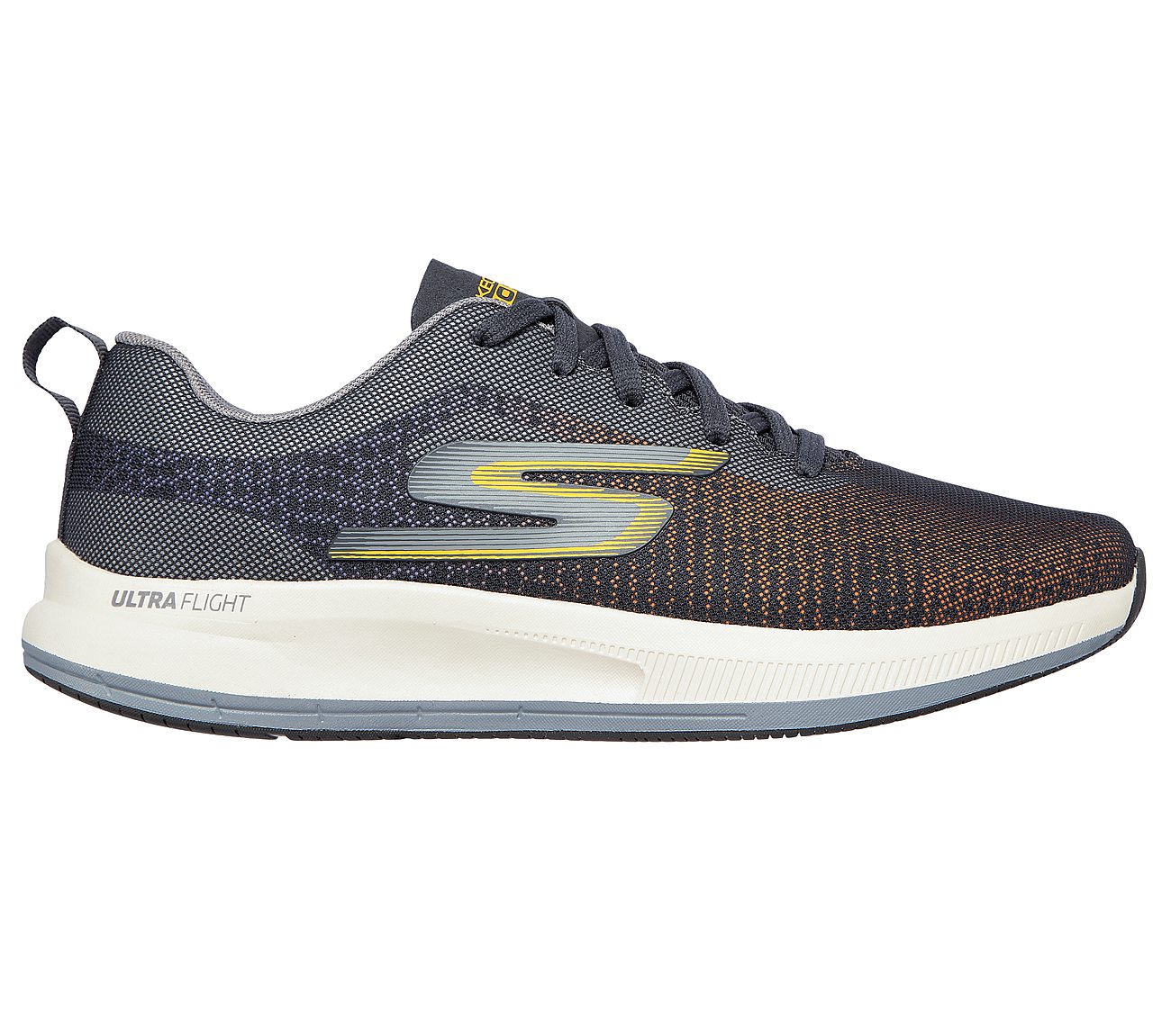 GO RUN PULSE - PELLUCID, CHARCOAL/ORANGE Footwear Right View