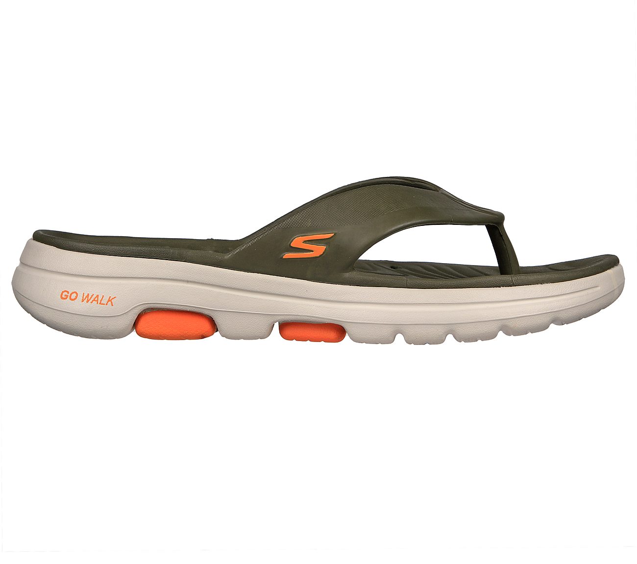 GO WALK 5 - SIT BACK, OOLIVE Footwear Lateral View