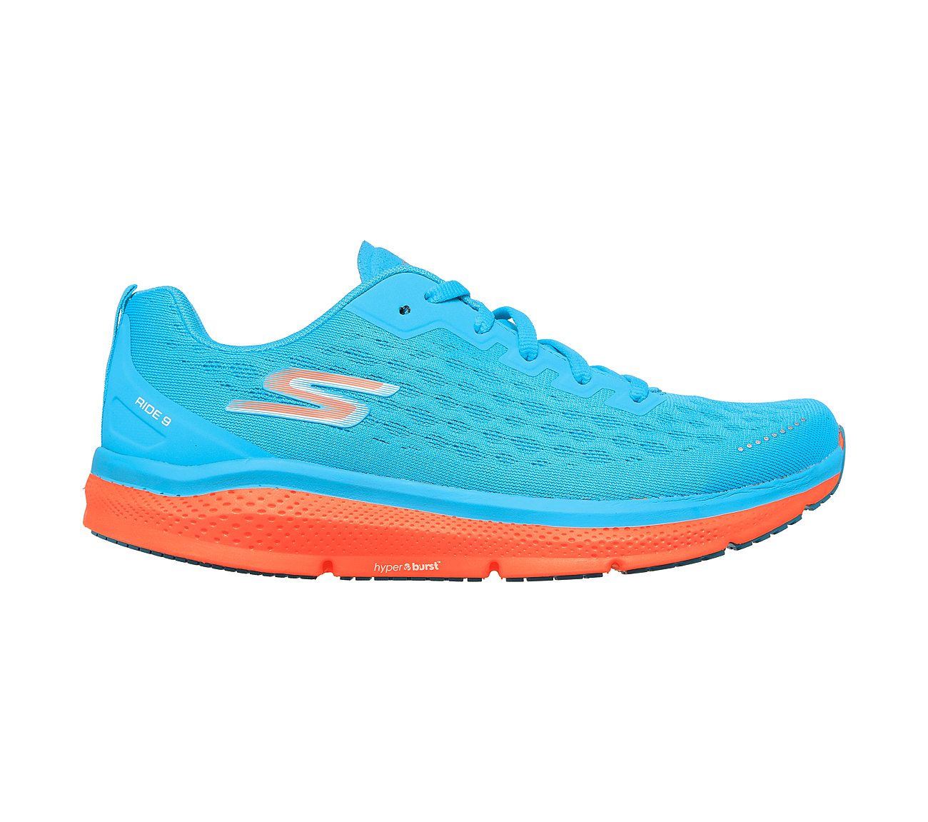 GO RUN RIDE 9 - RIDE 9, BLUE/CORAL Footwear Right View