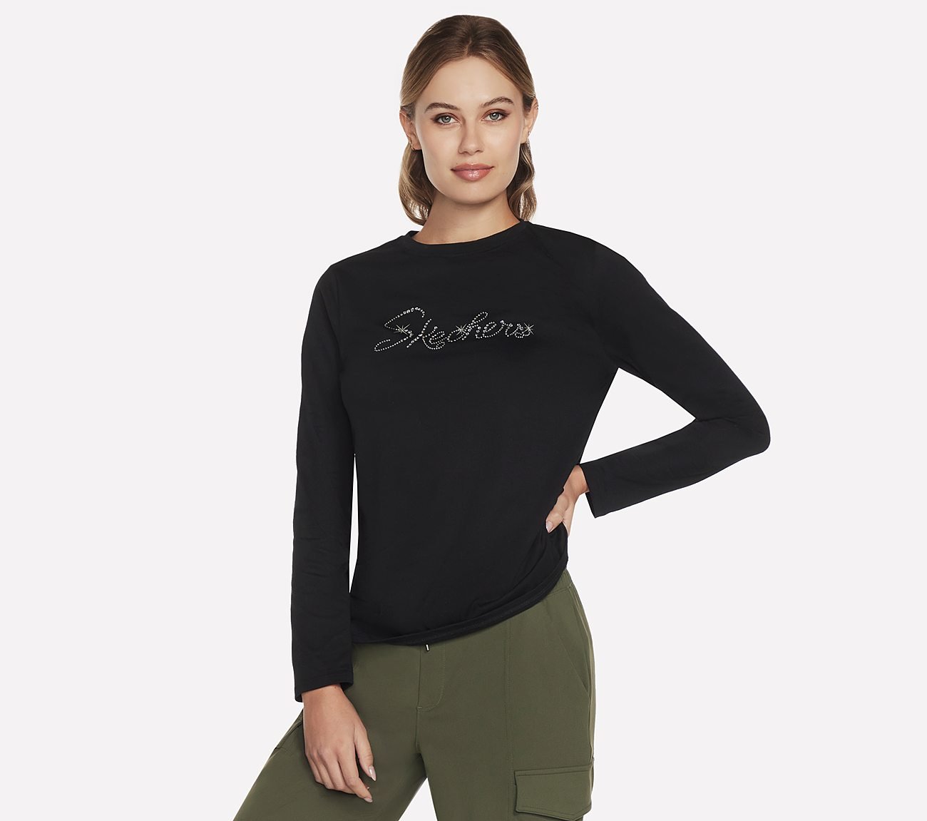 RHINESTONE QUEEN LS TEE, BBBBLACK