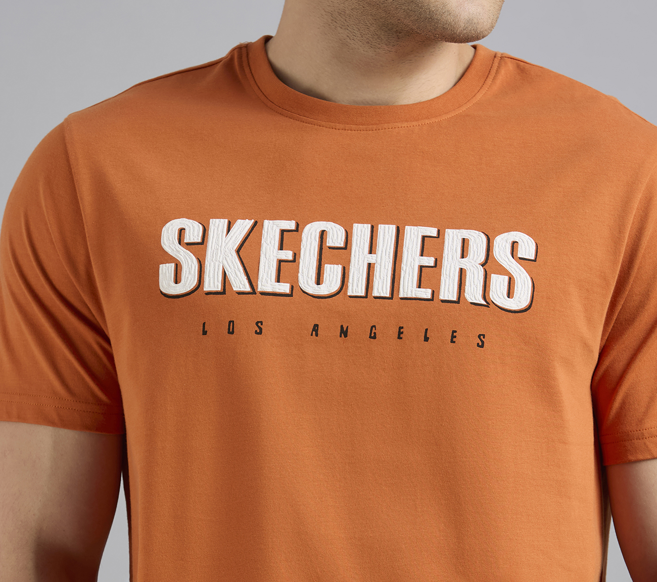 SKECHERS HAND PAINTED TEE, CHARCOAL/ORANGE Apparel Right View